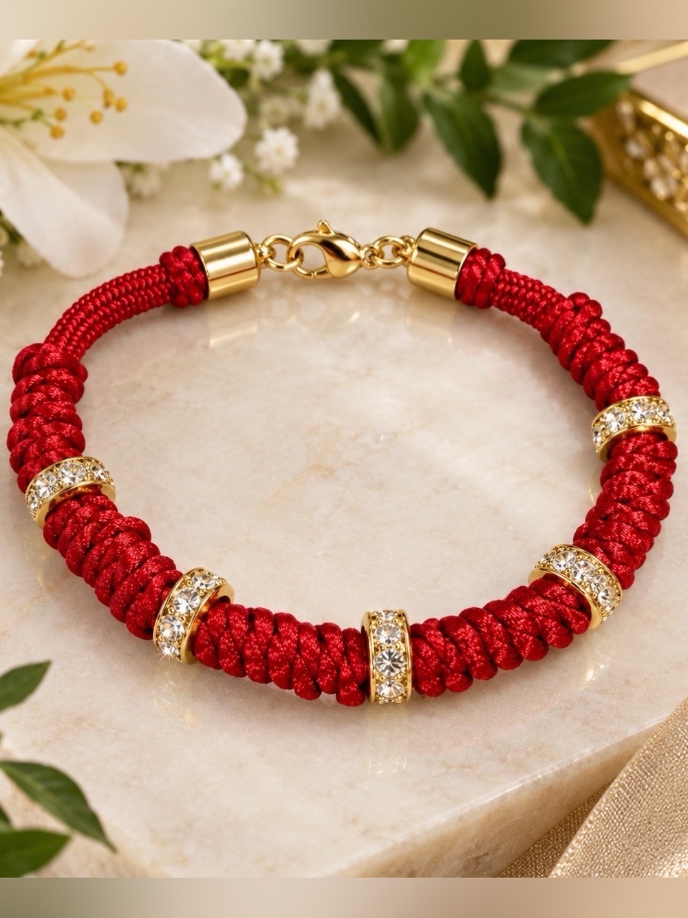 ❤️ Red & Gold Braided Bracelet — Handmade Statement Jewelry